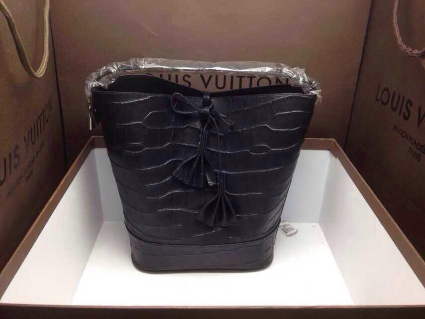 ルイ・ヴィトンコピー バッグ LOUIS VUITTON 2014春夏新作 クロコダイル レディース バケツかばん ハンドバッグ ブラック M91674-2