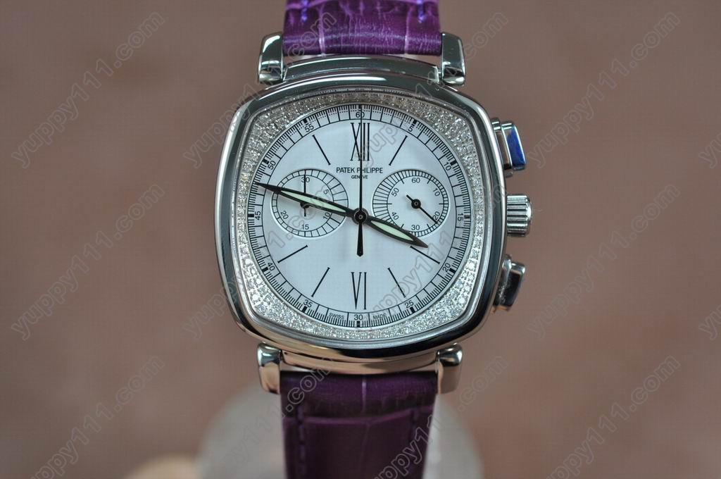 パテックフィリップPatek Philippe Ladies SS/LE White Swiss Quartzクオーツストップウォッチ