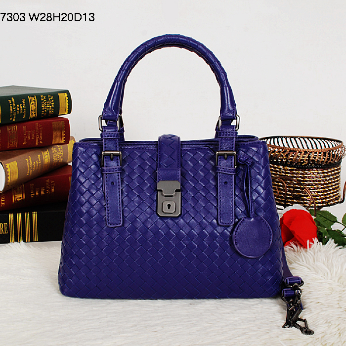 ボッテガヴェネタコピー 2014春夏新作 バッグ BOTTEGA VENETA ラムスキン 編み込み 2WAY ショルダー付 ハンドバッグ ブルー 7303-2