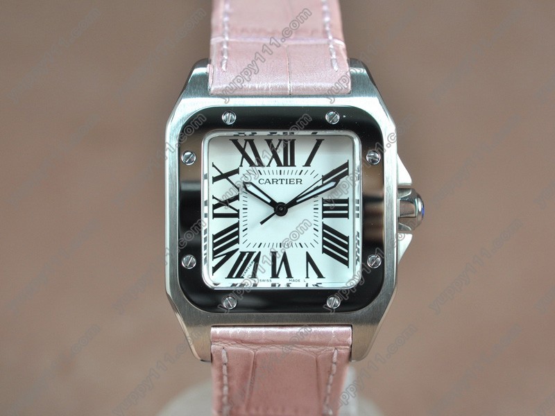 カルティエCartier Santos Ladies SS/LE White dial Swiss Ronda-763クォーツ