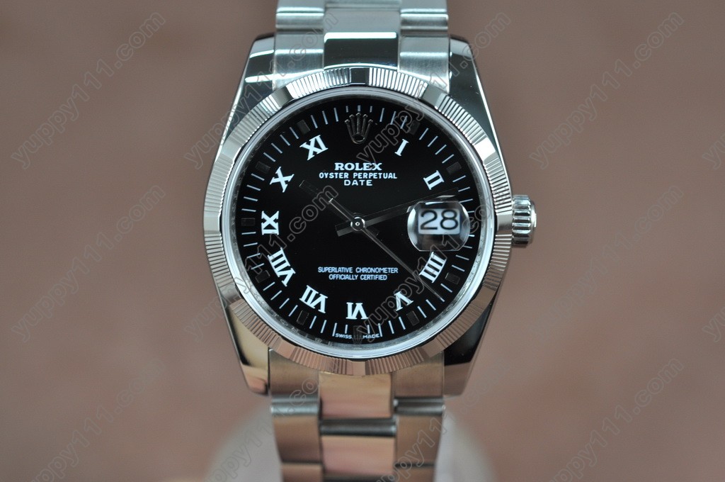 ロレックスRolex Date 36mm SS/SS Black Swiss Eta 2836-2自動巻き