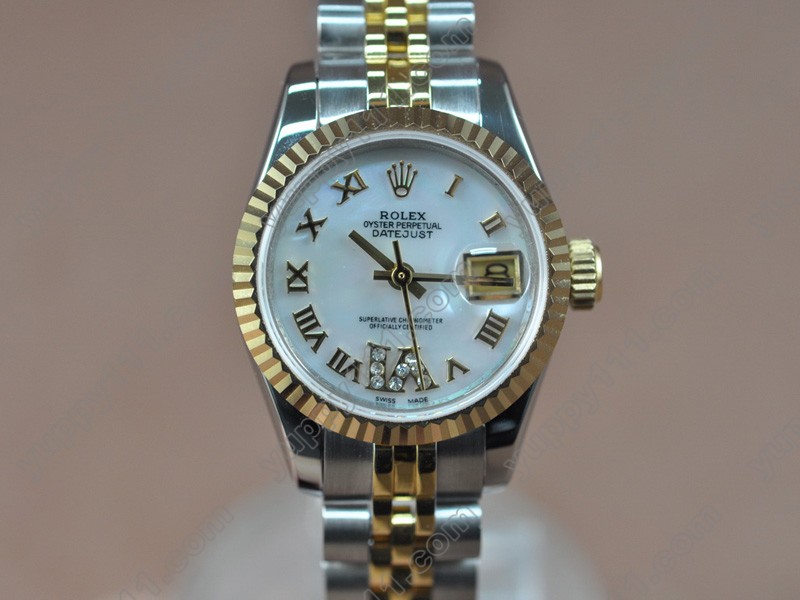 ロレックスRolex DateJust 25mm TT/Pearl white Swiss Eta 2671-2 Auto自動巻き