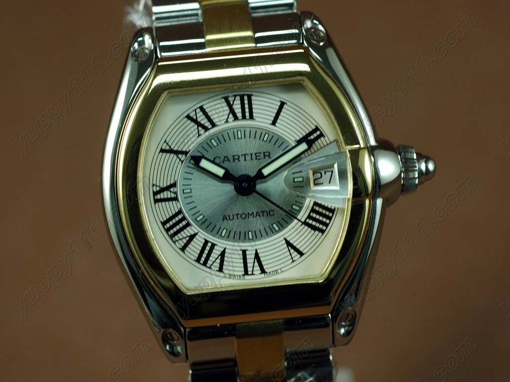 カルティエCartier Men Roadster TT White (Small Roman) Swiss 2824-2自動巻