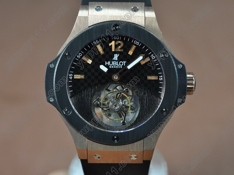 ウブロHublot Aero Band 44mm RU/RG/PVD Tourbillon Asian Manual Handwindトゥールビヨン