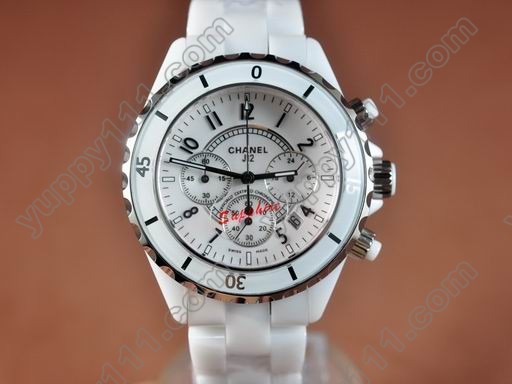 シャネルChanel J12 White Chronograph, Full Ceramic Workingクオーツストップウォッチ