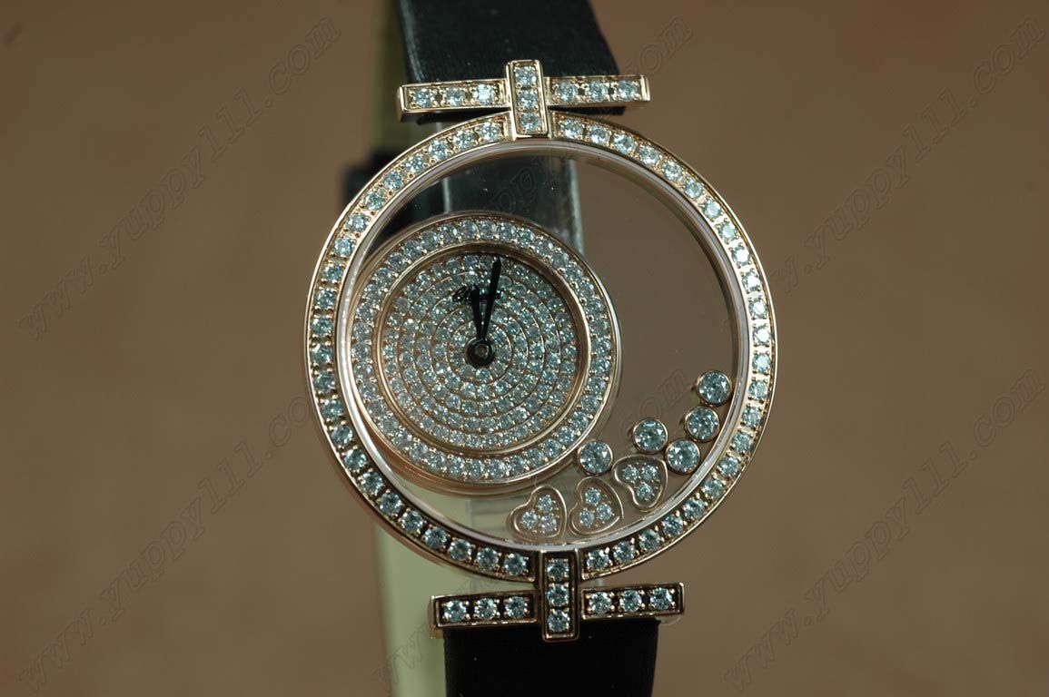 ショパール Chopard Watches Happy Diamonds Ladies RG Case Black Strap Swiss Quartz