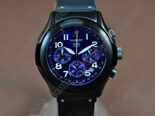 ウブロHublot MDM Chronograph PVD/RU Blue Jap Quartzクオーツストップウオッチ