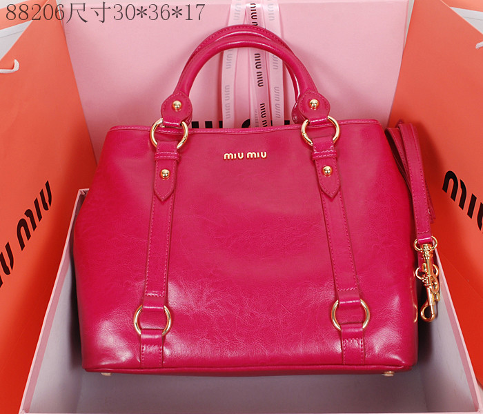 2014春夏新作 ミュウミュウコピー バッグ MIUMIU ペオニアピンク レディースバッグ/2wayハンドバッグ 88206-4