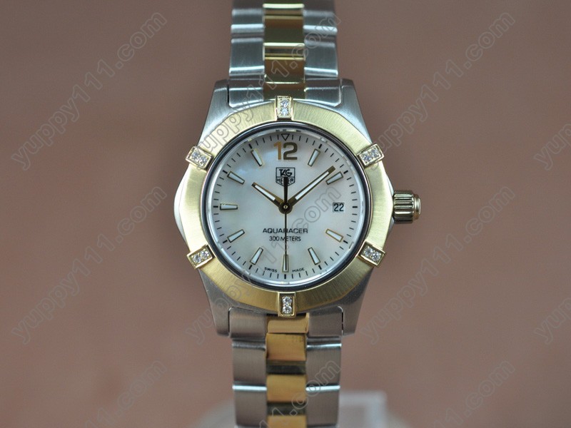 タグホイヤーTag Heuer Aquaracer Ladies TT/Diam Pearl white Swiss Eta Quartzクオーツ