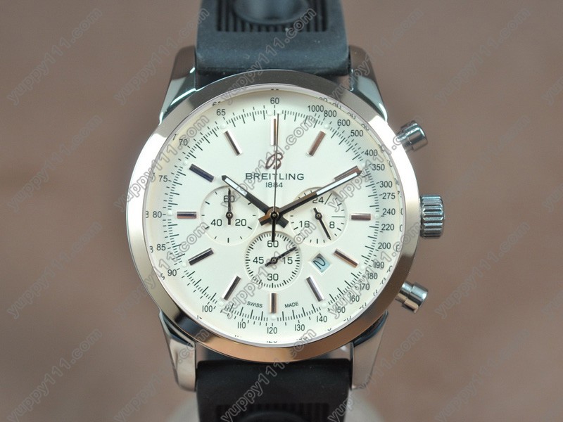 ブライトリングBreitling Transocean Chrono TT/RU White dial Jap-OS20クォーツストップウォッチ