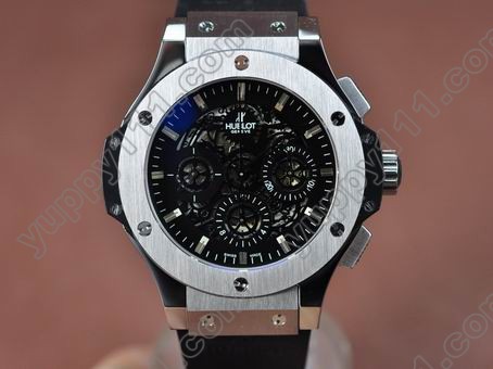 ウブロHublot Aero Bang SS/RU Titanium Bez Blk Skeleton A-7750自動巻き