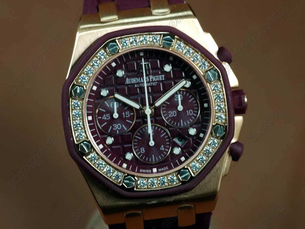 オーデマ・ピゲAudemars Piguet Watches Royal Oak Chrono RG/RU Diamond Bez Purple 7750自動巻き