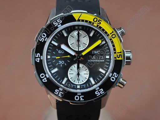 IWC 2009 Aquatimer SS/RU Blk/Ylw A-7750自動巻き