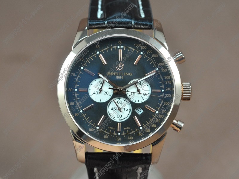 ブライトリングBreitling Transocean Chrono RG/LE Black dial Jap-OS20クォーツストップウォッチ