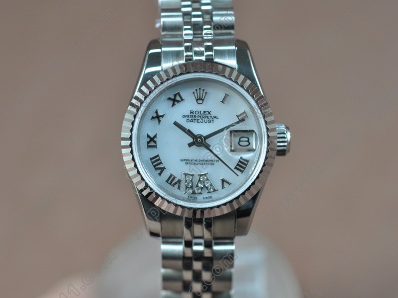 ロレックスRolex DateJust 25mm SS/Pearl white Swiss Eta 2671-2自動巻き