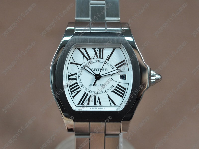 カルティエCartier Men Roadster SS/SS White dial A-2824-2自動巻き