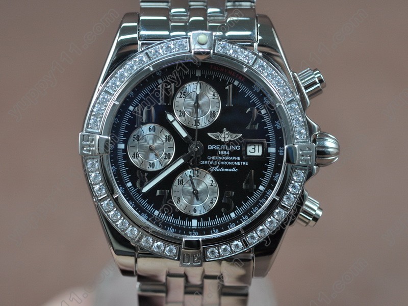 ブライトリングBreitling Chronomat Evolution SS Black/Diam Asia 7750 28800bph自動巻き