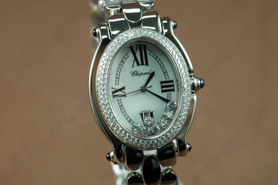 ショパールChopard Watches Happy Sports Oval Ladies Diam/SS White Swiss Quartz腕時計