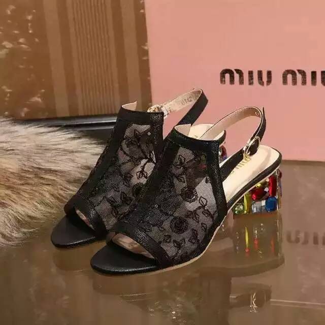 ミュウミュウコピー 靴 MIUMIU 2024春夏新作 レディース レース サンダル miushoes160330-1