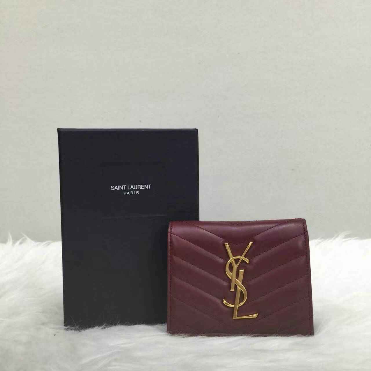 サンローランコピー 財布 2024秋冬新作 Yves Saint Laurent レディース コインケース 三つ折財布 2220-1