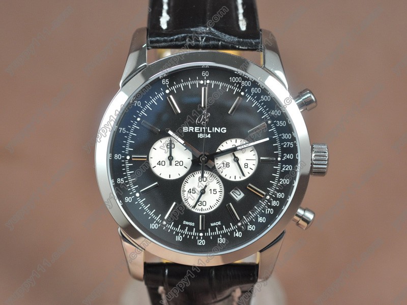 ブライトリングBreitling Transocean Chrono SS/LE Black dial Jap-OS20クォーツストップウォッチ