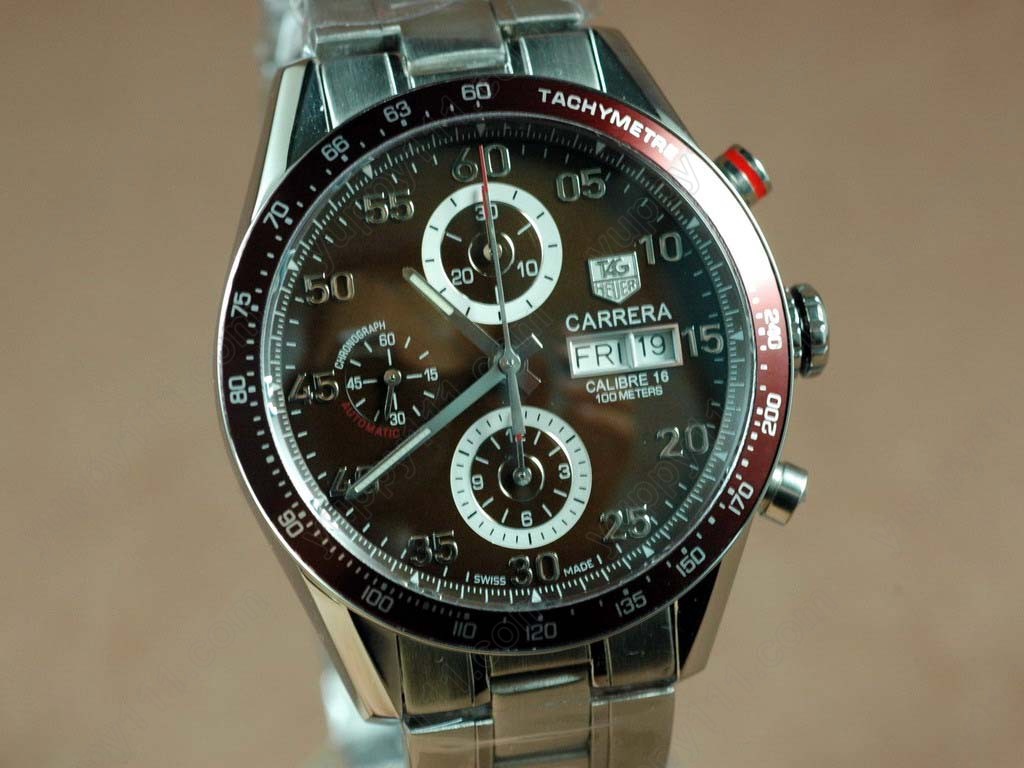 タグホイヤーTag Heuer Carrera 2008 Automatic Chrono SS Brown A-7750自動巻き