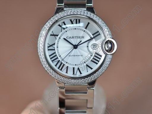 カルティエCartier Ballon Bleu de Cartier Men SS/Diam White Swiss Eta 2824自動巻き