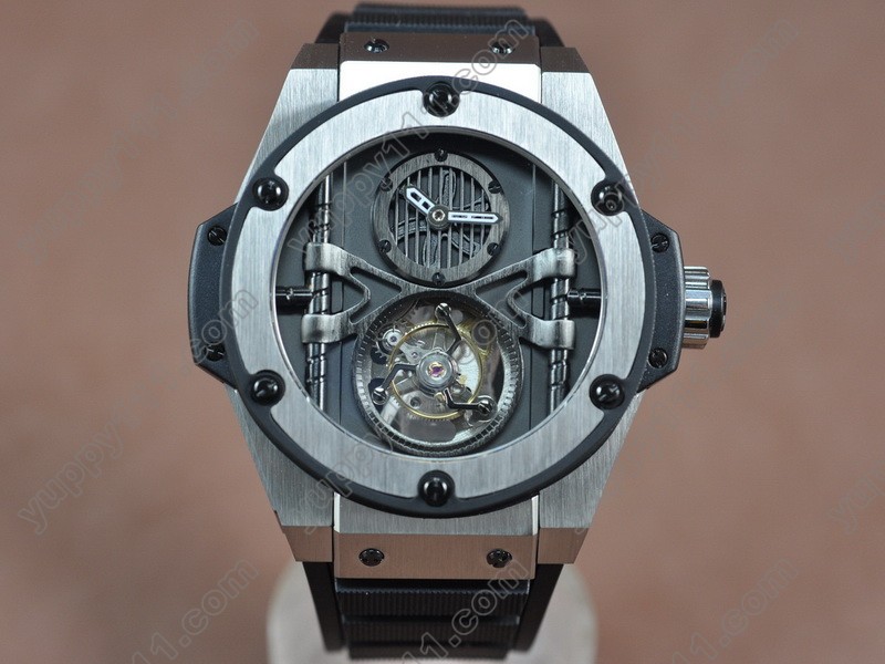 ウブロHublot Big Bang King Power SS/RU Black Tourbillon Asian Manual Handwindトゥールビヨン