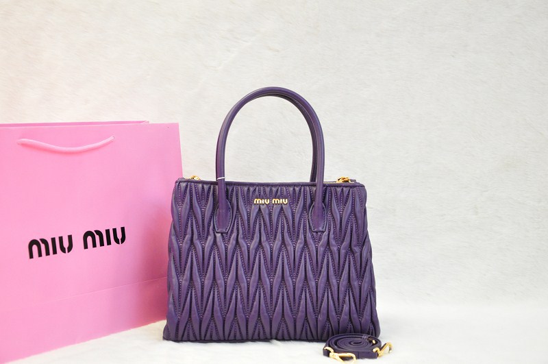 ミュウミュウコピー バッグ MIUMIU 2014春夏新作 パープル レディース 2way ラムスキン ハンドバッグ/ショルダーバッグ 0941a-5