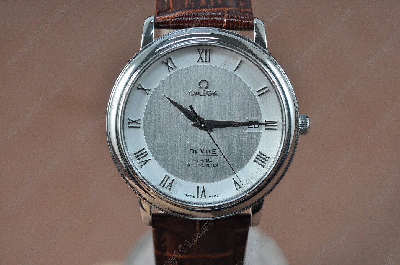 オメガOmega Deville SS White Dial Leather Strap Swiss Eta 2824-2自動巻き