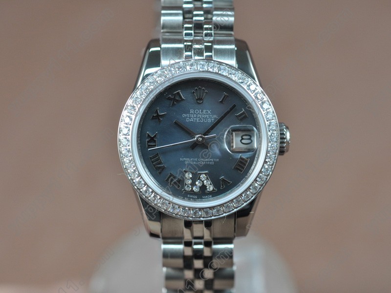 ロレックスRolex DateJust 25mm SS/Pearl blue Swiss Eta 2671-2 Auto自動巻き