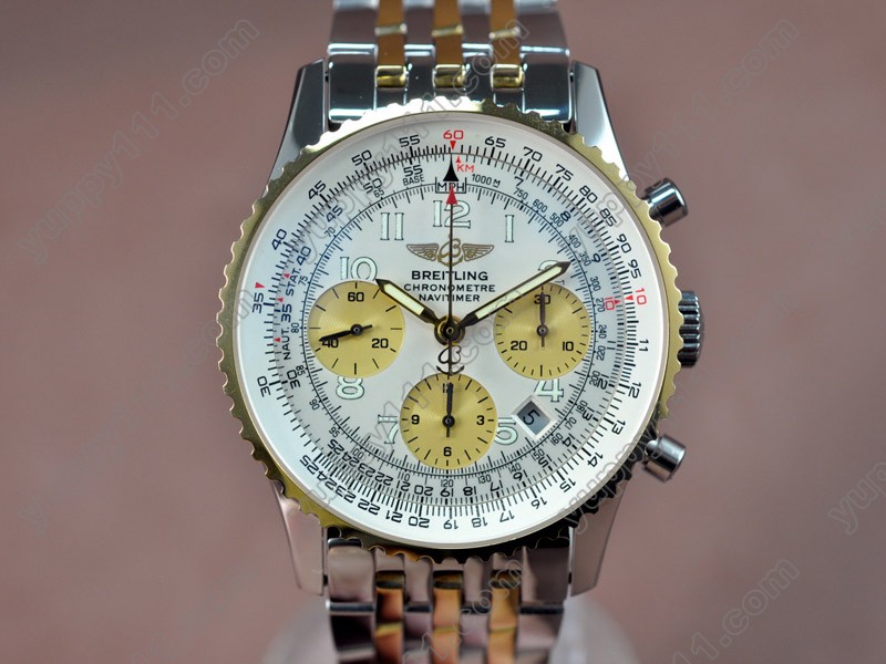 ブライトリングBreitling Navitimer TT White Dial Asia 7750 Chrono Auto自動巻き