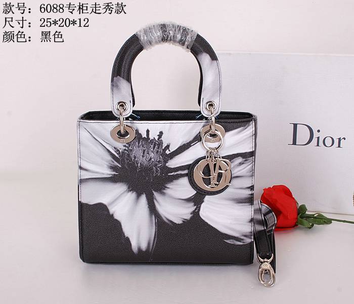 2014年春夏新作 ディオールコピー バッグ DIOR 新品 レディース オシャレプリント 大人気! 手提げ 2wayショルダーバッグ ブラック 6088-2