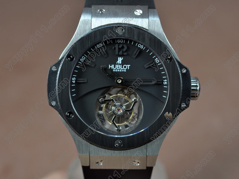 ウブロHublot Aero Band 44mm SS/Ceramic Black Tourbillon Asian Manual Handwind手巻き