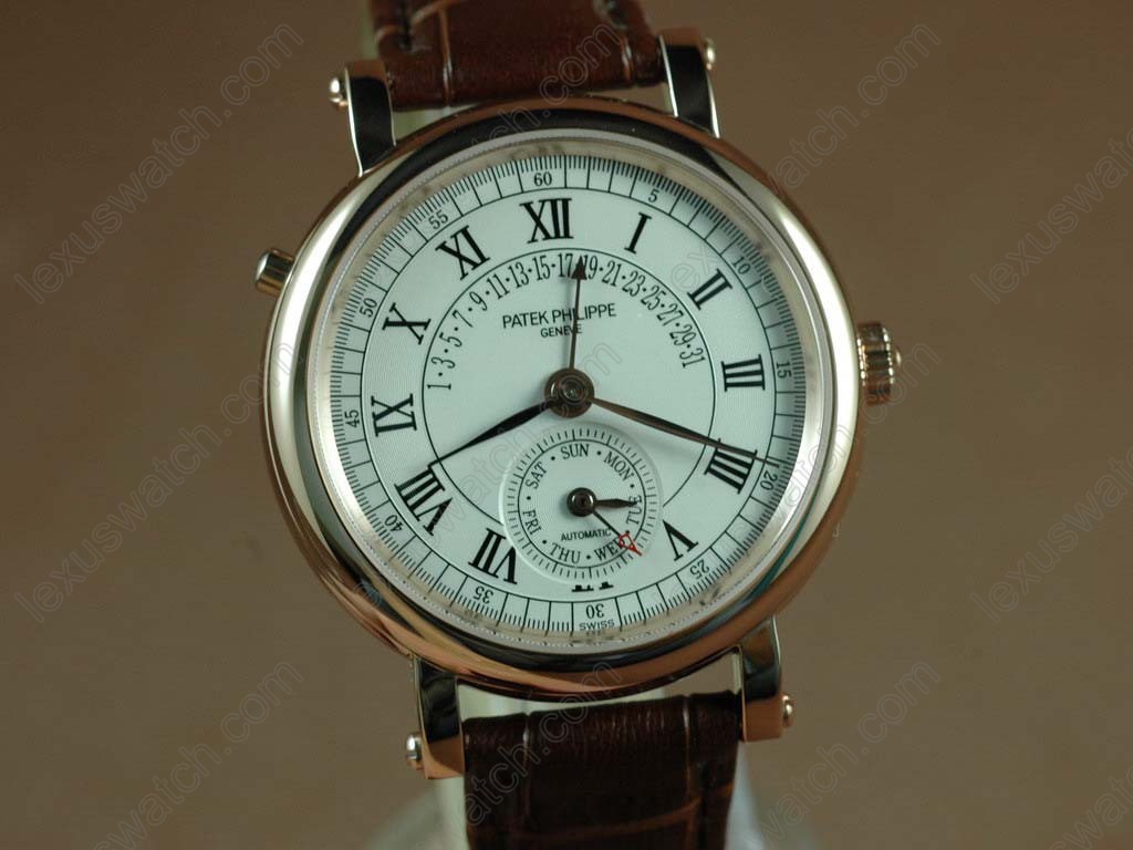 パテックフィリップPatek Philippe Calastrava Classic RG Case White Dial Brown Strap Japan Automatic自動卷き