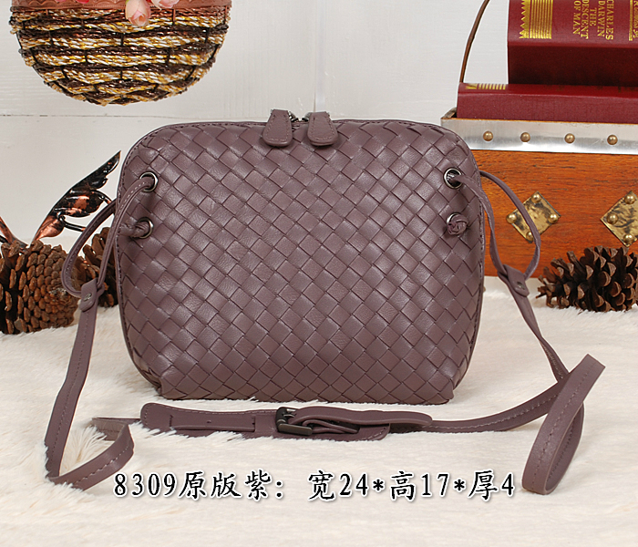 BOTTEGA VENETA ボッテガヴェネタコピー バッグ 2014最新作 パープル original leather レディース 斜め掛けショルダーバッグ 8309-2