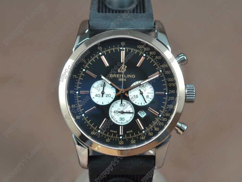 ブライトリングBreitling Transocean Chrono TT/RU Black dial Jap-OS20クォーツストップウォッチ