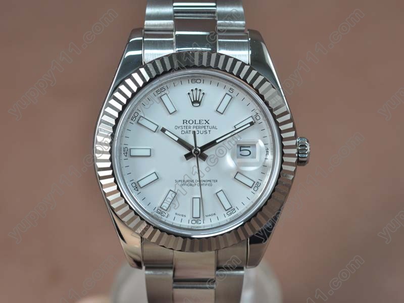 ロレックスRolex DateJust II 41mm SS White dial Asia Eta 2836-2自動巻き