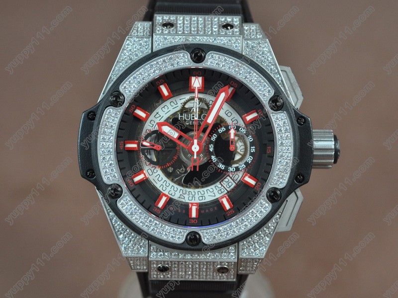 ウブロHublot Big Bang King Power SS/RU/Diam Skeleton dial A-7750 Chrono自動巻き