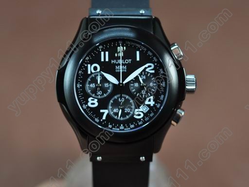 ウブロHublot MDM Chronograph PVD/RU Black Jap Quartzクオーツストップウオッチ