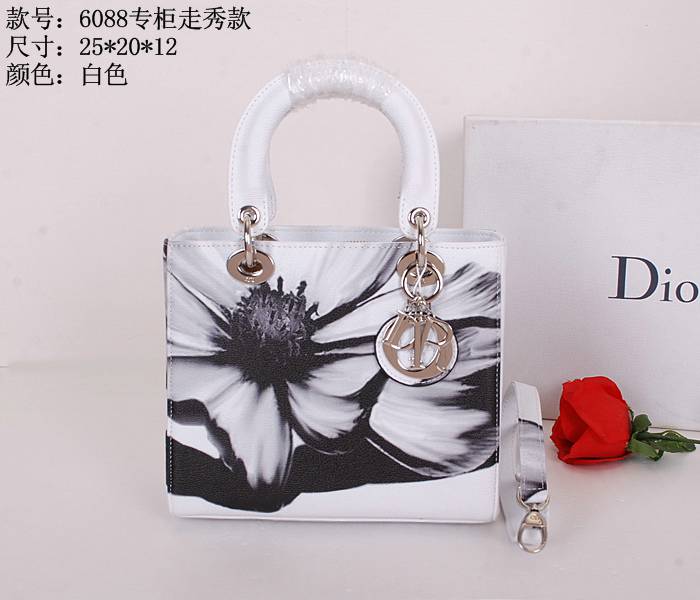 2014年春夏新作 ディオールコピー バッグ DIOR 新品 レディース オシャレプリント 大人気! 手提げ 2wayショルダーバッグ ホワイト 6088-4