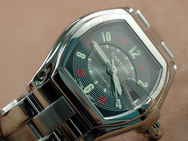 カルティエCartier Men Roadster SS Black Lume/Red Num自動巻