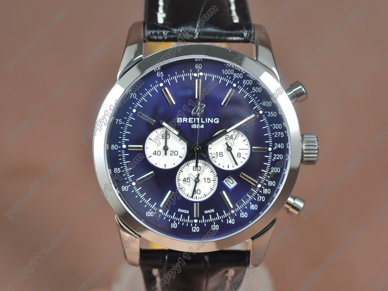 ブライトリングBreitling Transocean Chrono SS/LE Blue dial Jap-OS20クォーツストップウォッチ