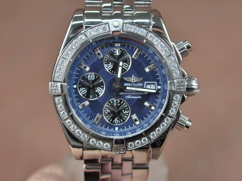 ブライトリングBreitling Chronomat Evolution SS Blue/Diam Asia 7750 28800bph自動巻き