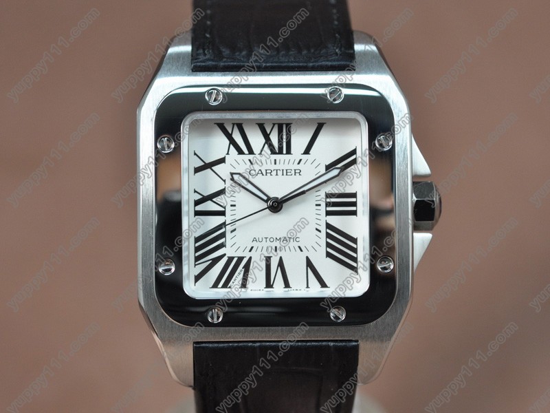 カルティエCartier Santos Men SS/LE White dial Swiss Eta 2824-2自動巻き