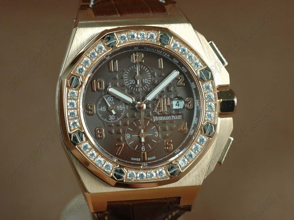 オーデマ・ピゲReplica Audemars Piguet Royal Oak Chrono RG/LE Brown A-7750自動巻き