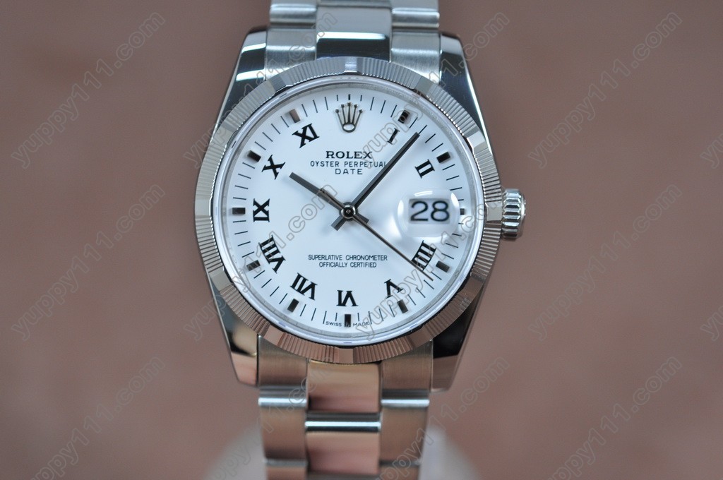 ロレックスRolex Date 36mm SS/SS White Swiss Eta 2836-2自動巻き