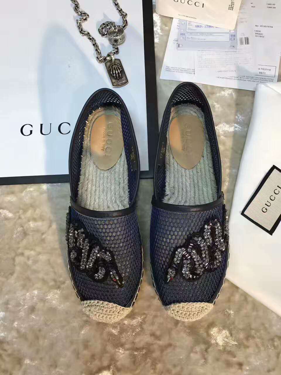 GUCCI 偽物グッチ 靴 2024新作 レディース マルチカラー 編み込み ローファー gux1752924-2