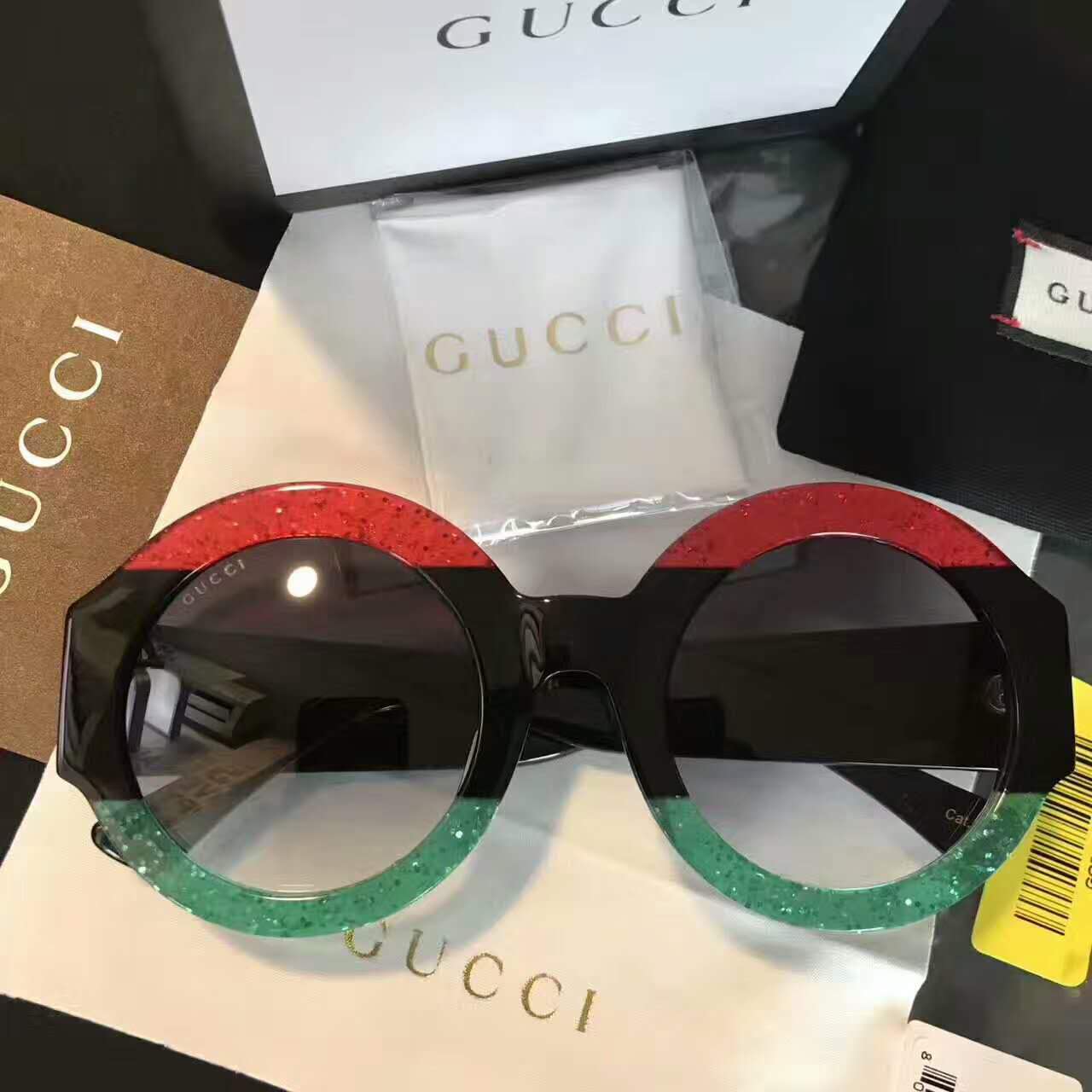 2024新作 偽物グッチ サングラス GUCCI 可愛いお マルチカラー 丸眼鏡 gg0084-4