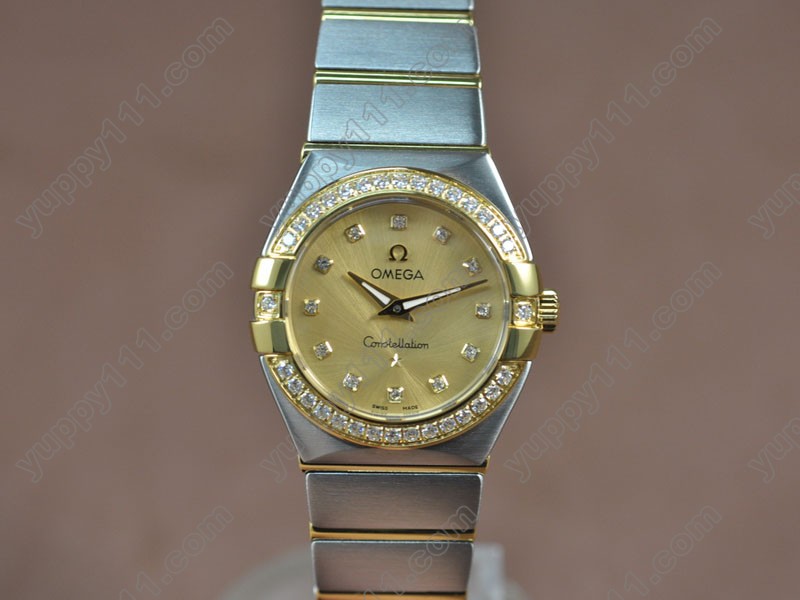 オメガOmega Constellation 28mm TT/Diam Gold dial Swiss ronda クオーツ